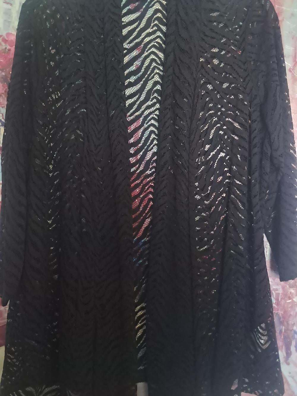 Susan Graver Black Lace Overlay Top